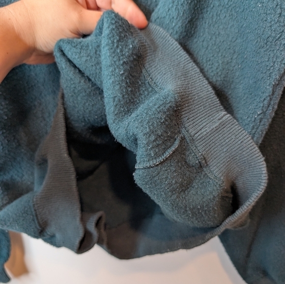 Vintage 80s Roots Canada Athletics Green Sherpa Embroidered Logo Crew Mens Small - Picture 7 of 12